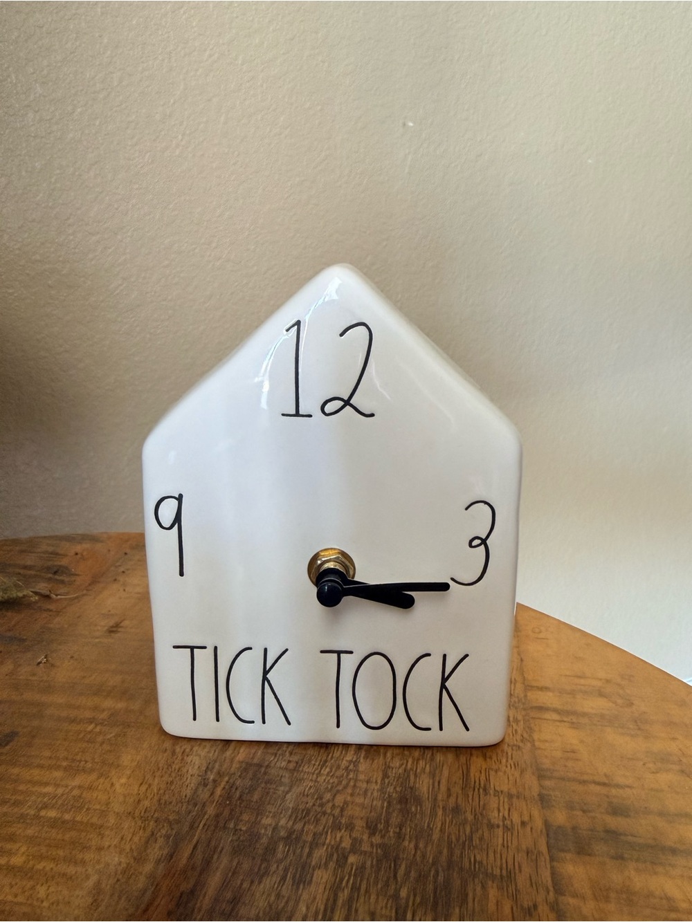 Rae Dunn White Ceramic 'Tick Tock' House Wall Clock